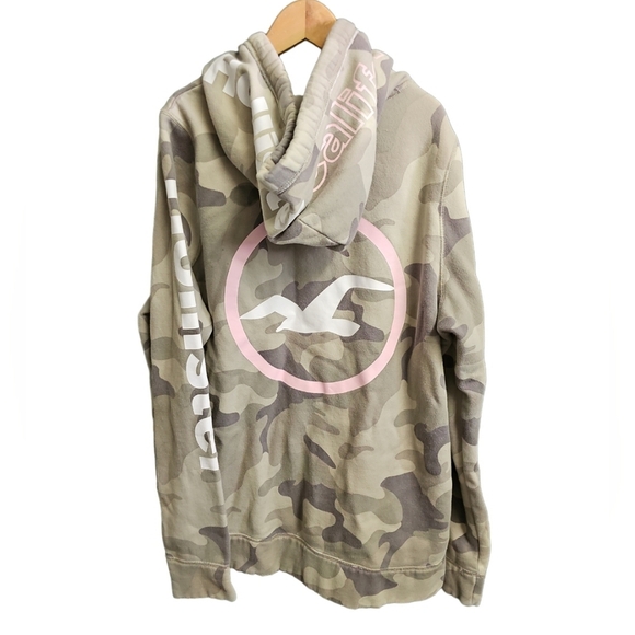 Hollister Hoodie Camo 90s Y2K Large Graphic - Picture 2 of 3
